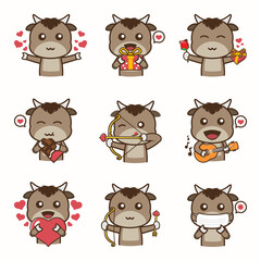 Vector collection of cartoon buffalo