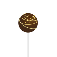 Chocolate Cake pop with sprinkles. Vector illustration in realistic style