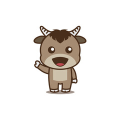 Cute buffalo cartoon character