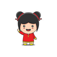 cute girl illustration celebrating chinese new year day