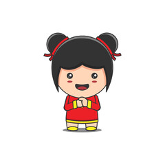 cute girl illustration celebrating chinese new year day