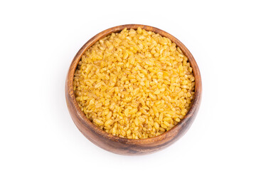 Dried bulgur on the white background