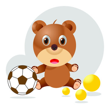 bear and ball vector design illustration cartoon, perfect for the design of t-shirts, doll, logo, pillows, card sheets, invitations, books, posters etc.