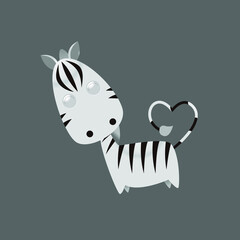 zebra cute cartoon style, vector cartoon design illustration, suitable for t-shirt designs, pillows, card sheets, invitations, books, posters etc.