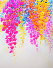 Painting imagination colorful of orchid beauty flowers and emotion