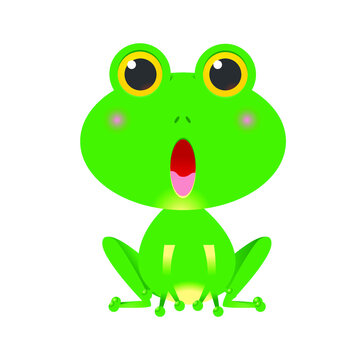 The green frog is sitting and opening its mouth. suitable for design and print on all media, vector cartoon design