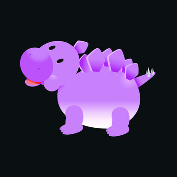 elephant with ribbon dinosaur cartoon ancient animal, rare animal purple cartoon style