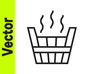 Black line Sauna bucket icon isolated on white background. Vector.