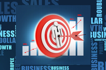 Fototapeta premium 3d rendering Businessman and target with arrow 