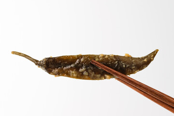 Pickled peppers on a white background