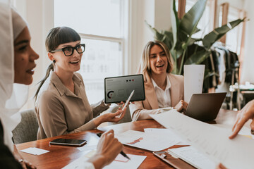 Businesswomen in an office meeting
