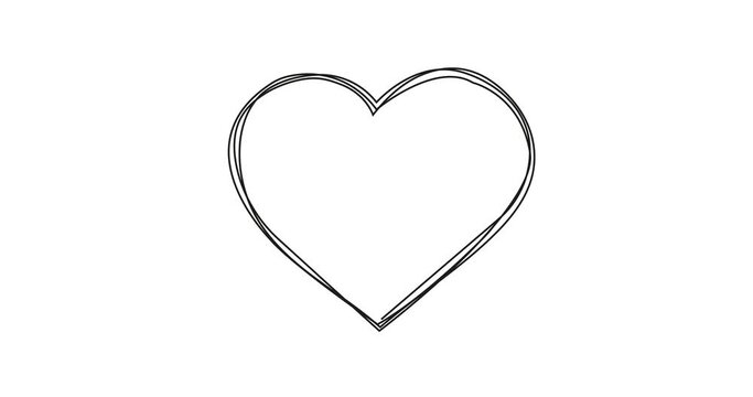 Modern Heart Shape Line Icon Animation on white background
