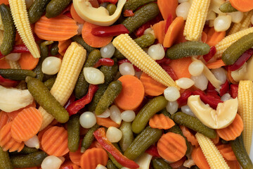 Obraz na płótnie Canvas Pickled vegetable mix close up full frame