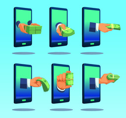 Online income money. Earn money online transfer vector illustration.