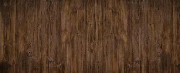 Naklejka premium old brown rustic dark wooden texture - wood timber background panorama long banner 