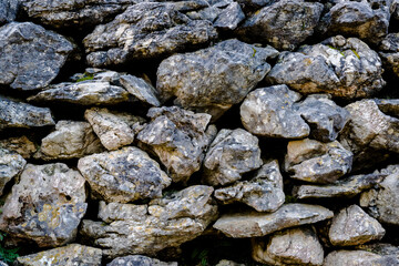 Traditional dry limestone wall constructed without cement, Island of Iz, Zadar archipelago, Dalmatia, Croatia