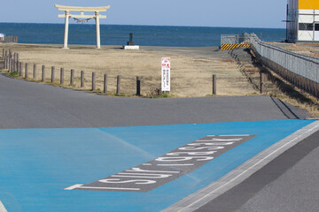Tokyo 2020 Games Surfing Venue, at Tsurigasaki Beach in Ichinomiya town on Chiba Prefecture's Pacific coastline. The venue is currently incomplete due to the Covid Pandemic. Under Construction