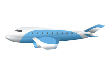 Airplane on white background. Airliner in side view. realistic aircraft cargo. Passenger plane, sky flying aeroplane