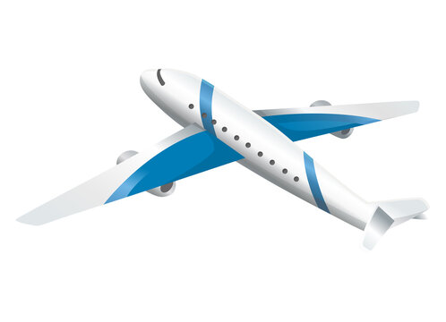 Airplane on white background. Airliner in side view. realistic aircraft cargo. Passenger plane, sky flying aeroplane