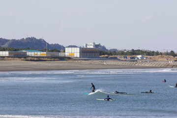 Tokyo 2020 Games Surfing Venue, at Tsurigasaki Beach in Ichinomiya town on Chiba Prefecture's Pacific coastline. The venue is currently incomplete due to the Covid Pandemic. Under Construction
