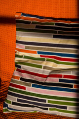 Cushion  with colourful, geometric pattern