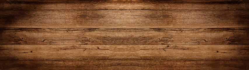 Naklejka na ściany i meble old brown rustic dark wooden texture - wood timber background panorama long banner 