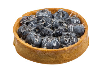 Tartlet with blueberries isolated on white background with clipping path