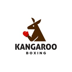 simple kangaroo boxing logo design icon Vector Illustration, in trendy minimal flat style