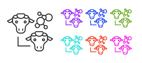 Black line Cloning icon isolated on white background. Genetic engineering concept. Set icons colorful. Vector.