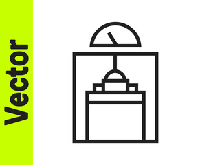 Black line Lift icon isolated on white background. Elevator symbol. Vector.