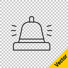 Black line Hotel service bell icon isolated on transparent background. Reception bell. Vector.