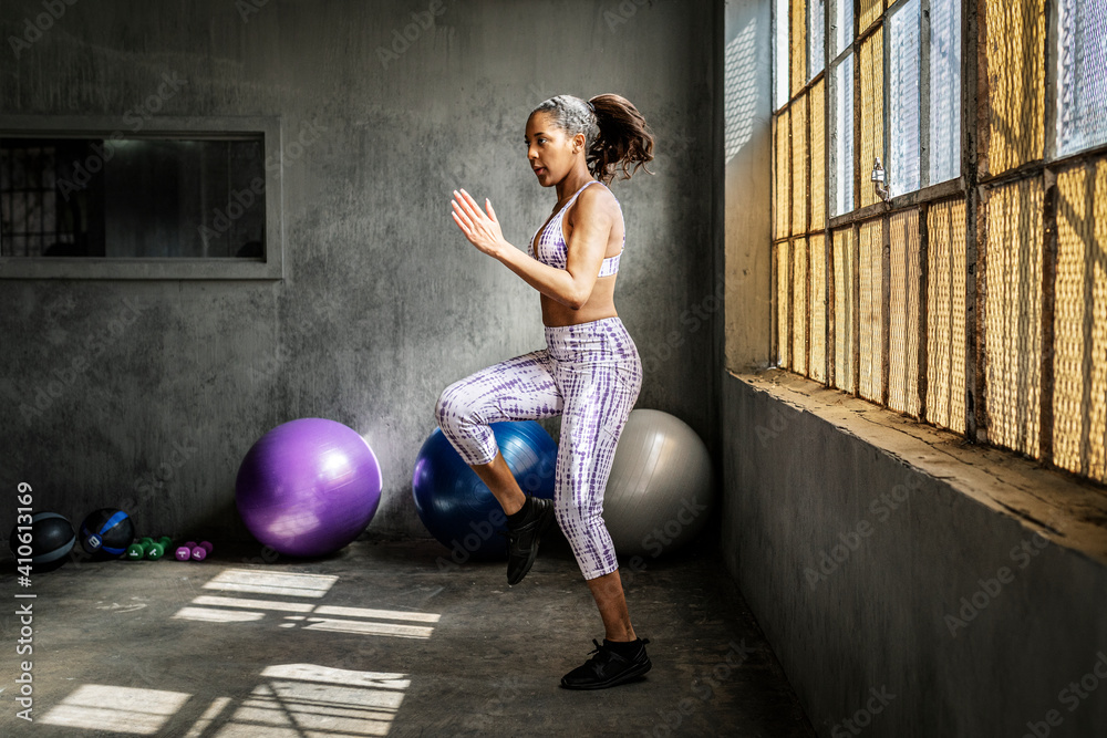 Wall mural working out with balance balls