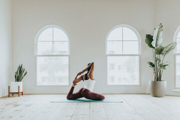 Yogi at a minimal yoga studio