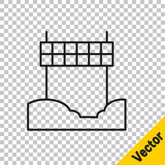 Black line Ribbon in finishing line icon isolated on transparent background. Symbol of finish line. Sport symbol or business concept. Vector.