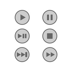 Grey Multimedia Control Icon, Button Set