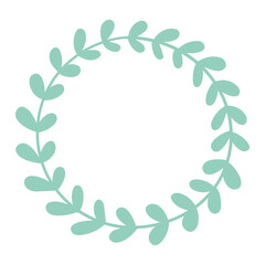 Cute delicate leaf frame. Wreath with leaves. Decoration for wedding invitations and cards. Vector hand illustration isolated on white background