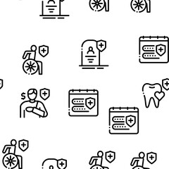 Health Insurance Care Seamless Pattern Vector Thin Line. Illustrations