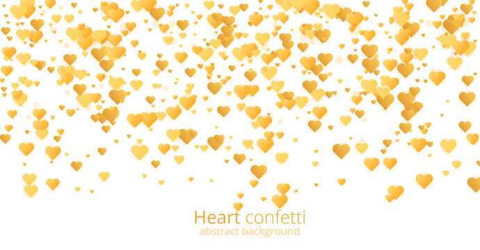 Vintage gold heart confetti, great design for any purposes. Golden glitter background. Vector banner