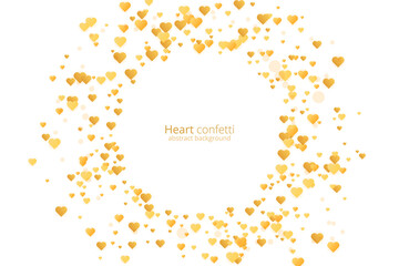 Vintage gold heart confetti, great design for any purposes. Golden glitter background. Vector banner