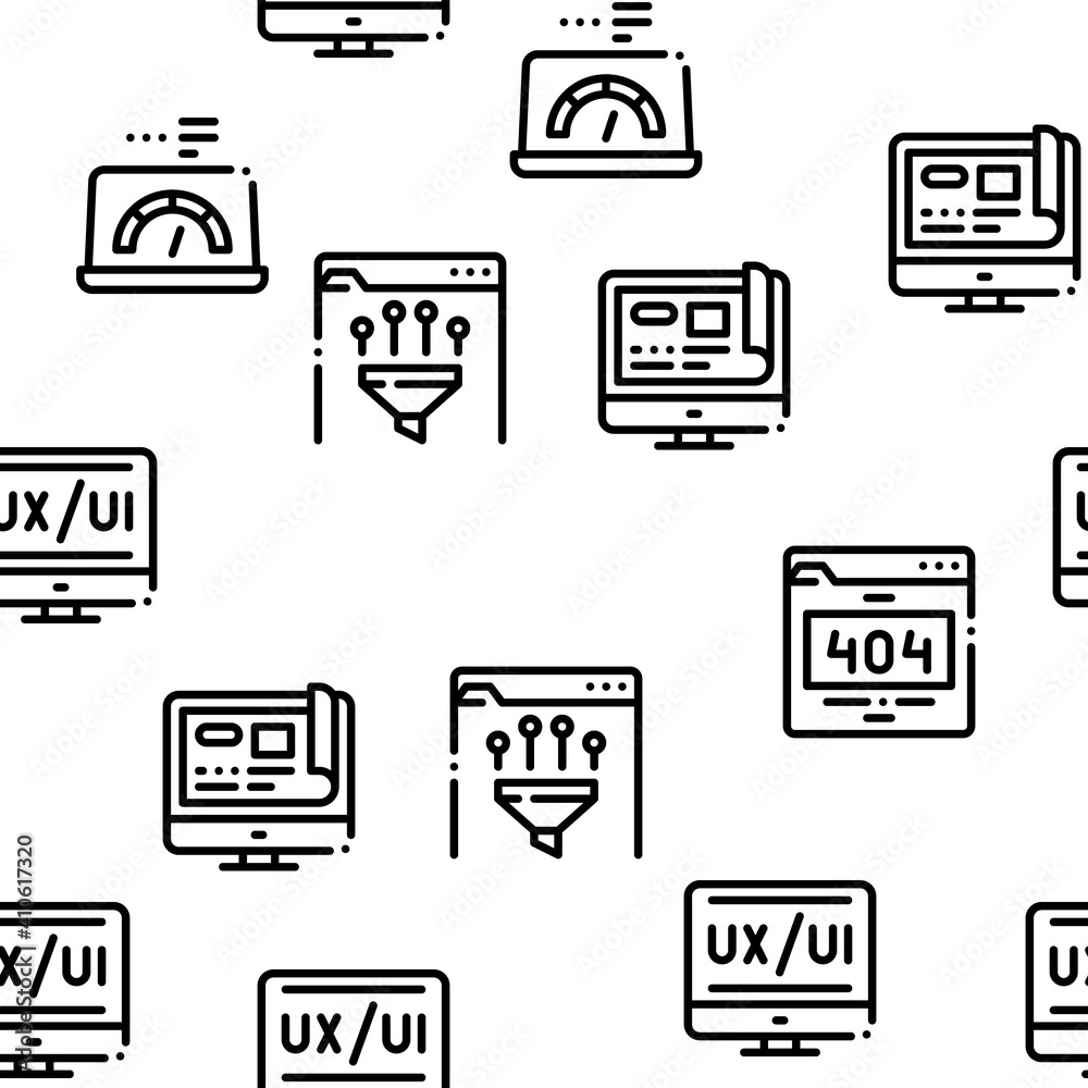 Poster web design development seamless pattern vector thin line. illustrations