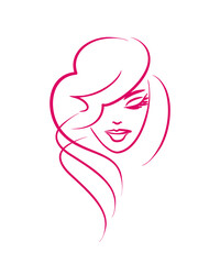 Face beautiful girl logo. Beauty salon, hairstyle.