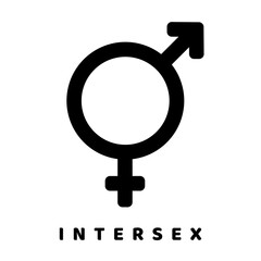 intersex Gender Symbol related vector glyph icon. Isolated on white background. Vector illustration.