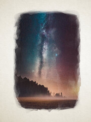 Artwork watercolor landscape picture for interior design