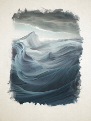 Artwork watercolor landscape picture for interior design