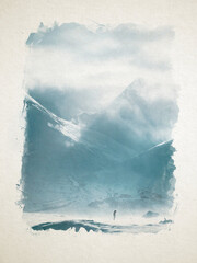 Artwork watercolor landscape picture for interior design