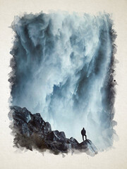 Artwork watercolor landscape picture for interior design