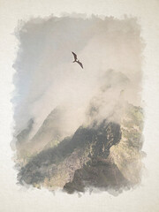 Artwork watercolor landscape picture for interior design