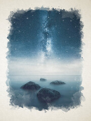 Artwork watercolor landscape picture for interior design