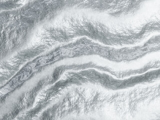 3D rendered abstract grey metallic background. Wavy silver.