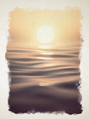 Artwork watercolor landscape picture for interior design